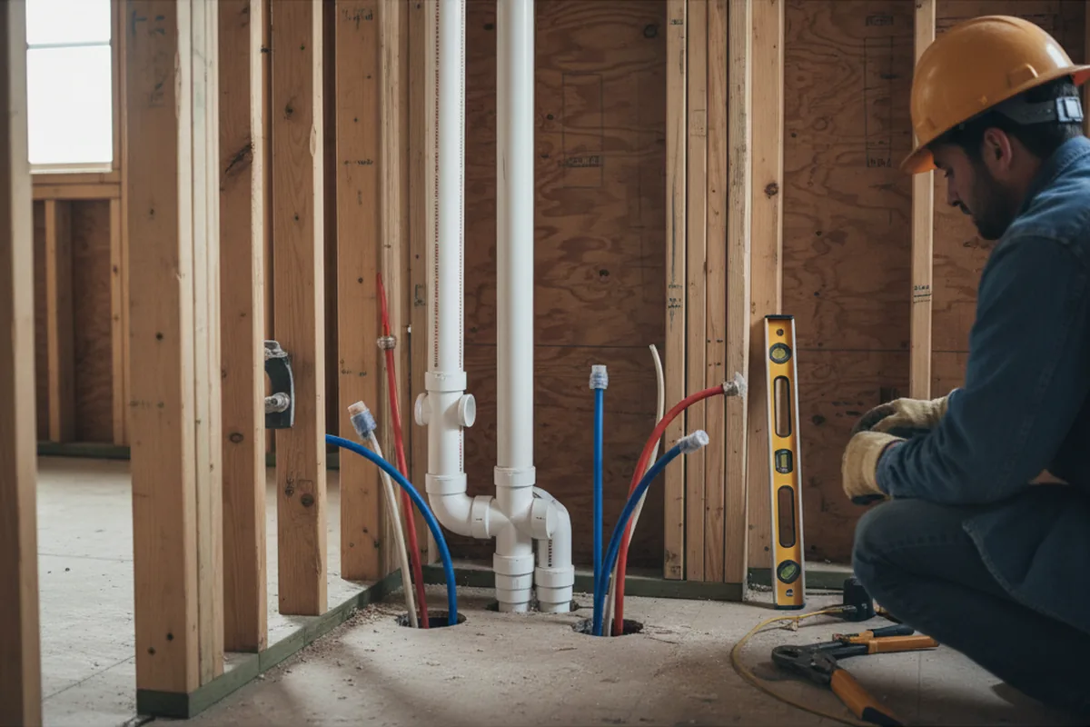 Drain and supply rough-in during Toilet Repair and Installation in North
